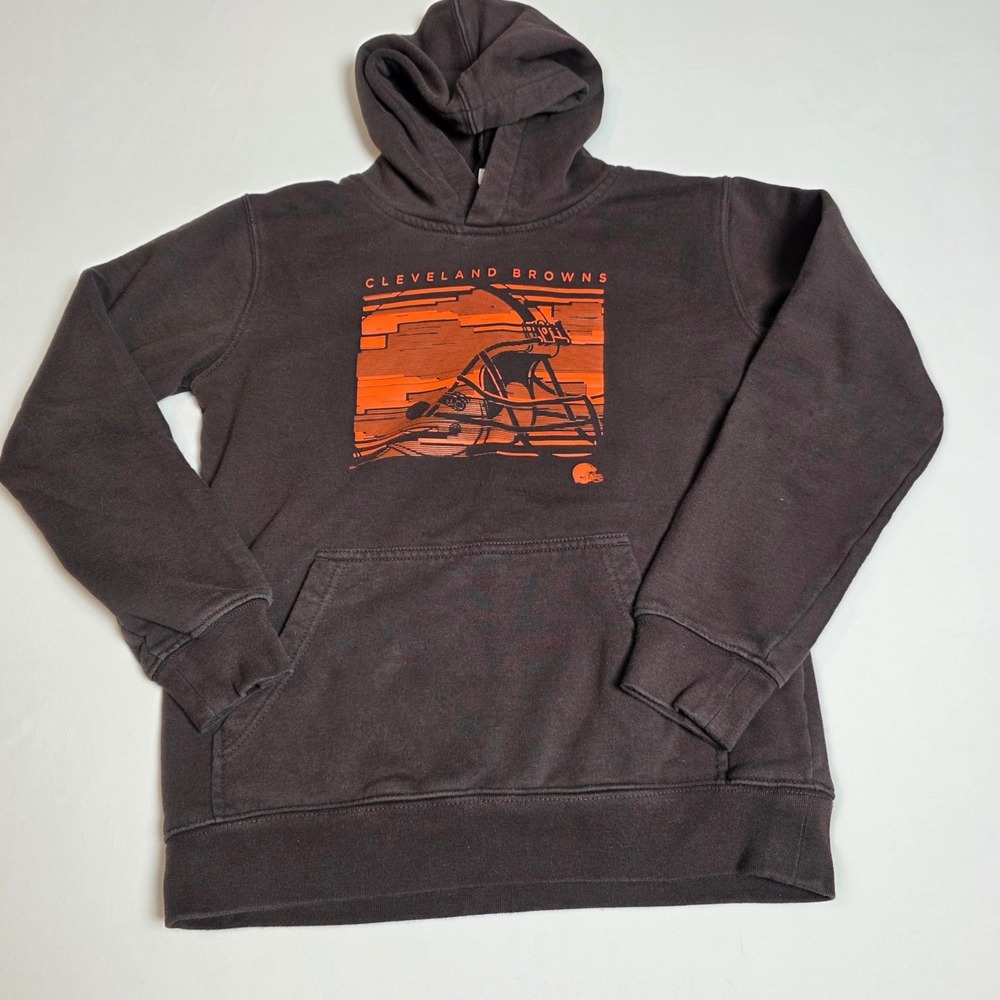 NFL Team Apparel Cleveland Browns Hoodie Boys Large 14/16 Brown Helmet Graphic